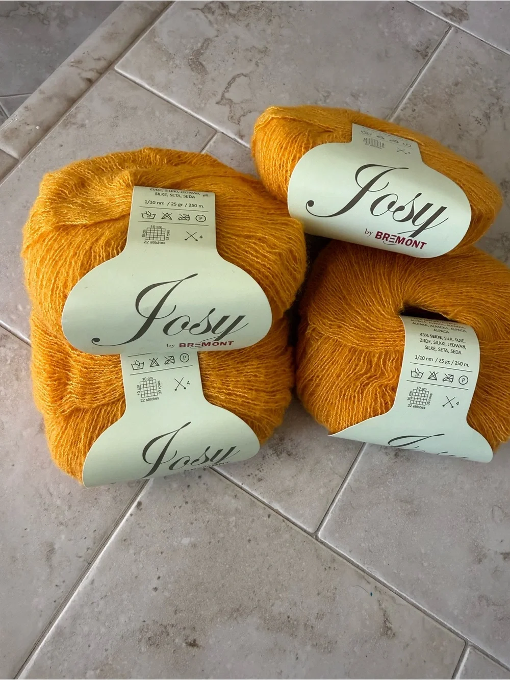 Josy by Bremont Luxury Alpaca/Silk Blend Yarn - 4 Balls of Goldenrod Yellow